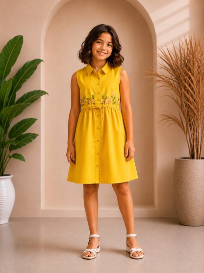 Misbis Embroidered Stylish Shirt Dress