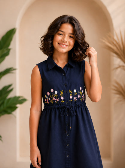 Misbis Embroidered Stylish Shirt Dress