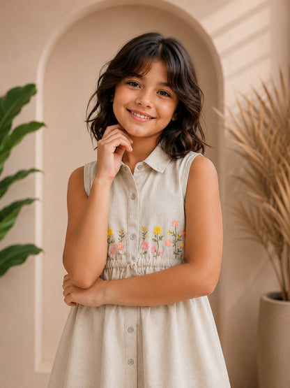 Misbis Embroidered Stylish Shirt Dress