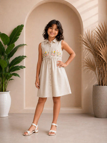 Misbis Embroidered Stylish Shirt Dress