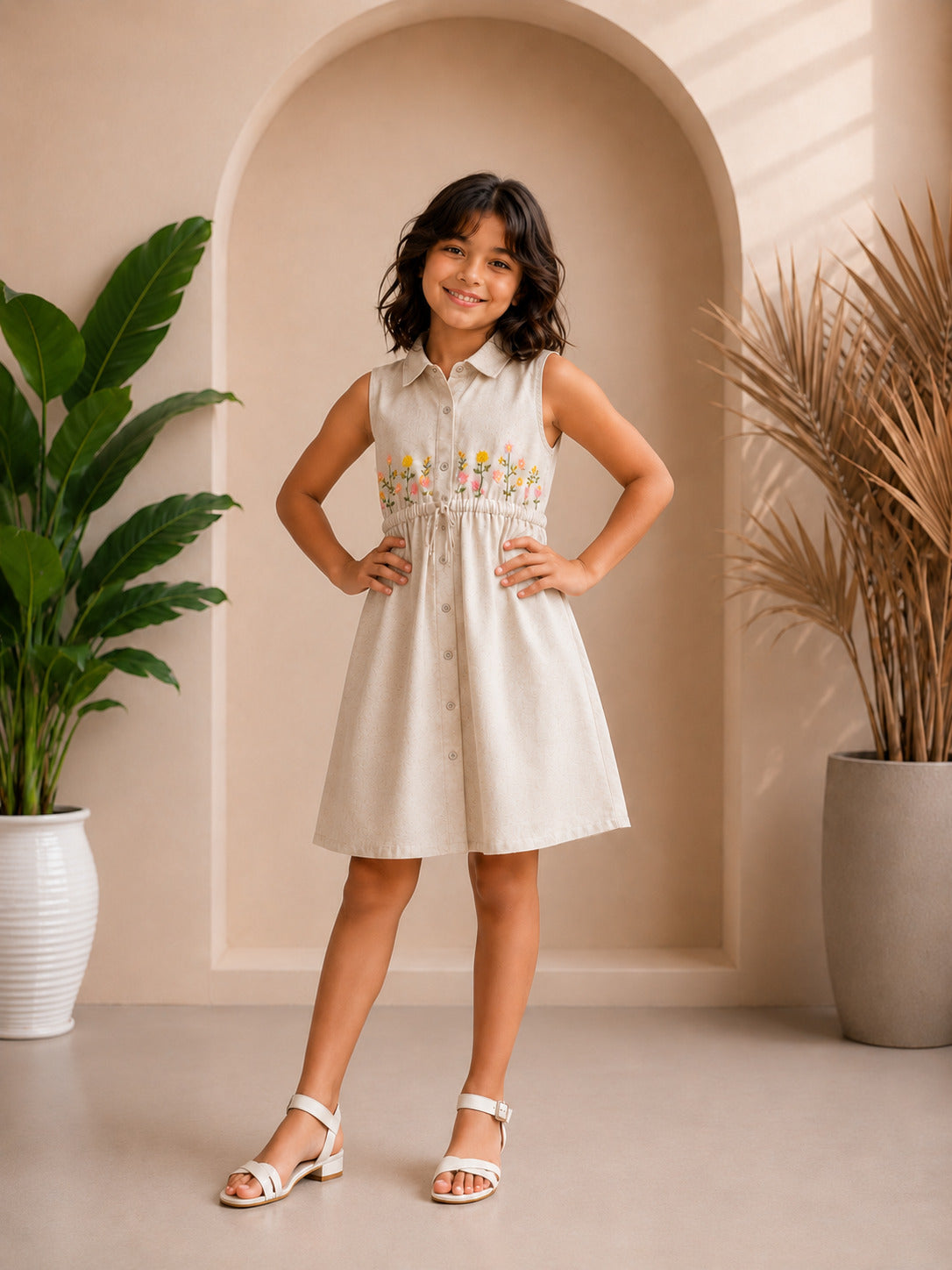 Misbis Embroidered Stylish Shirt Dress