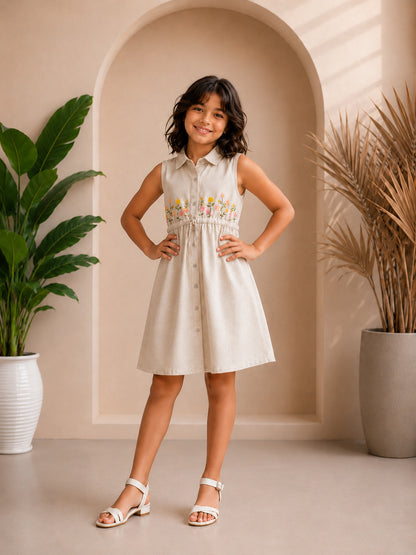 Misbis Embroidered Stylish Shirt Dress