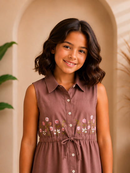 Misbis Embroidered Stylish Shirt Dress