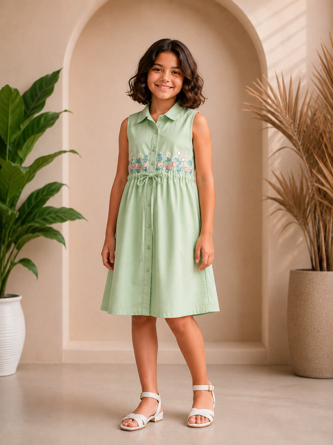 Misbis Embroidered Stylish Shirt Dress
