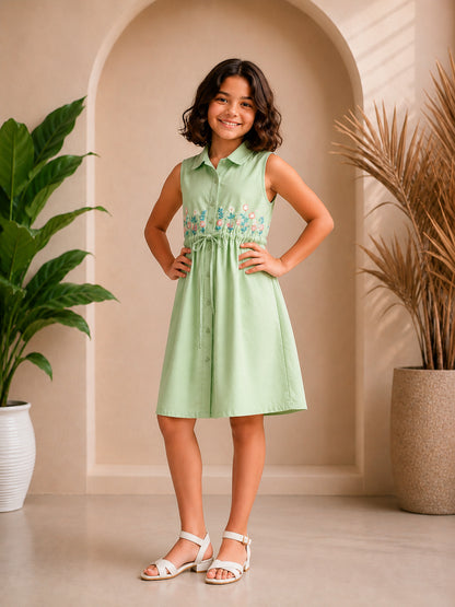 Misbis Embroidered Stylish Shirt Dress
