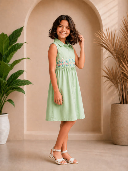 Misbis Embroidered Stylish Shirt Dress