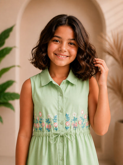 Misbis Embroidered Stylish Shirt Dress