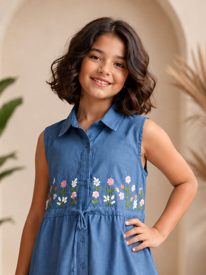 Misbis Embroidered Stylish Shirt Dress