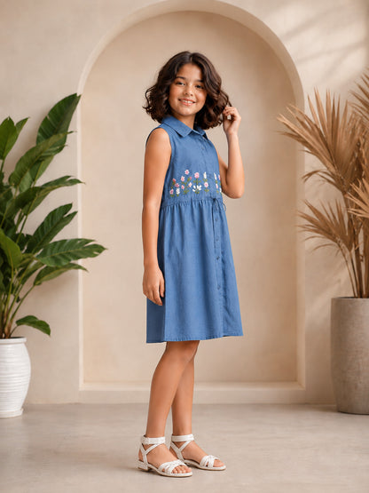 Misbis Embroidered Stylish Shirt Dress