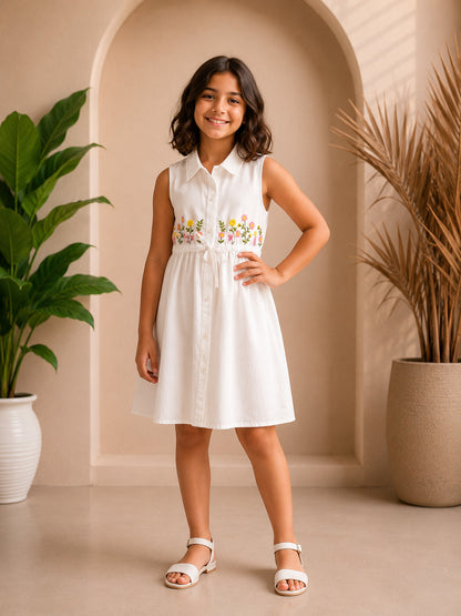 Misbis Embroidered Stylish Shirt Dress