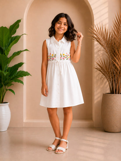Misbis Embroidered Stylish Shirt Dress