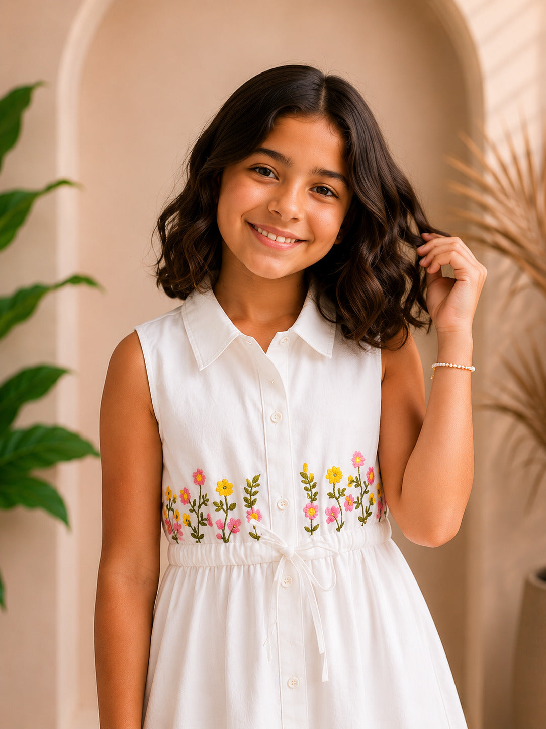 Misbis Embroidered Stylish Shirt Dress