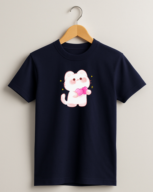 Misbis pure cotton boy's & girl's Kitty print casual T-shirt