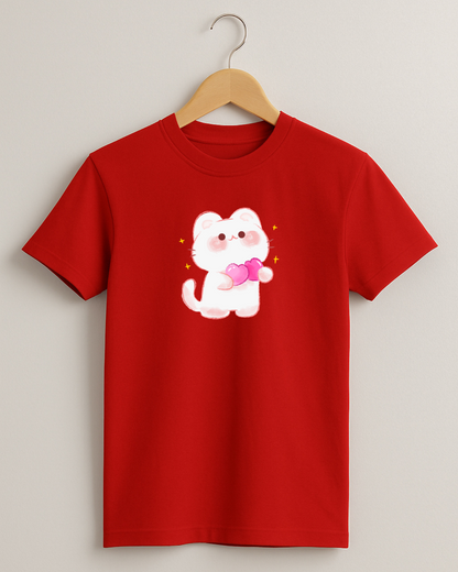 Misbis pure cotton boy's & girl's Kitty print casual T-shirt