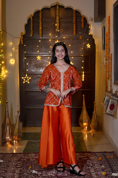 The Emerald Bloom Silver-Embroidered Festive Kurta & Palazzo Set