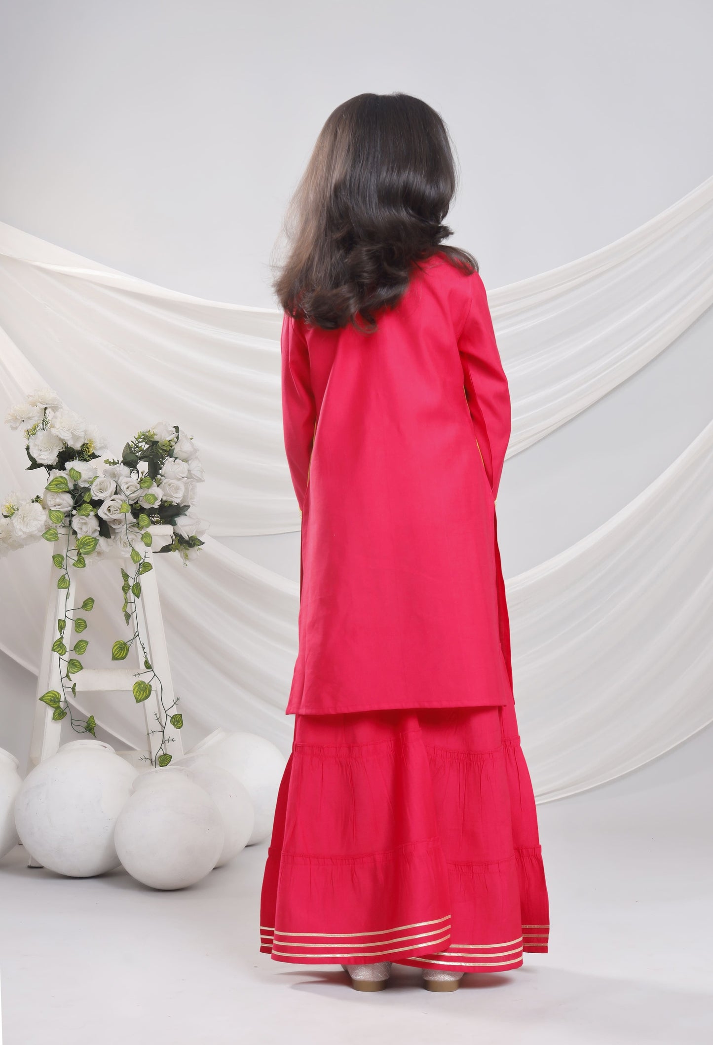 Misbis Girl's Sequence Work Kurta Sharara Set