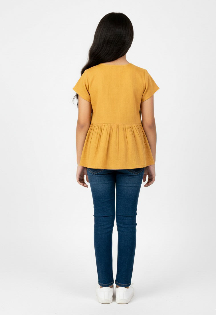 Misbis Girls Floral  Embroidery Short Kurti