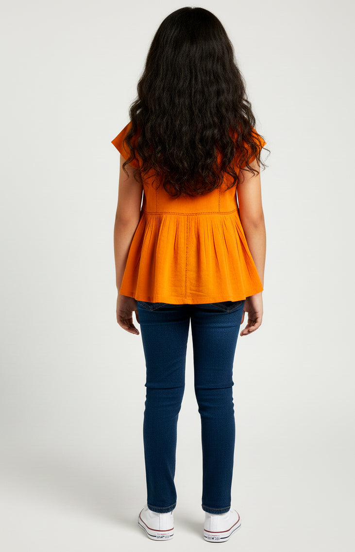 Misbis Girls Floral  Embroidery Short Kurti